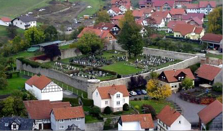 Luftbild von Friedhof